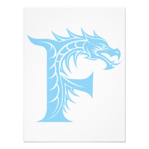 Foto Letra F de estilo dragón, alfabeto de dragón, mono