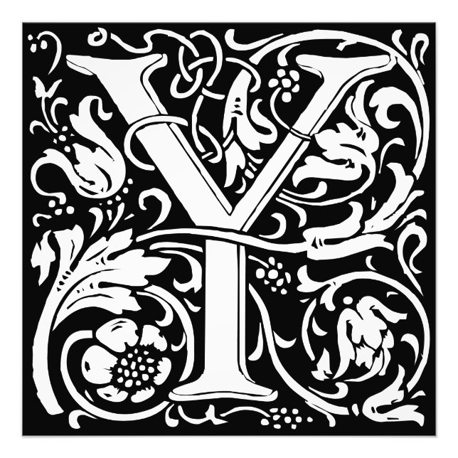 Foto Letra floral alfa monograma Y (Frente)