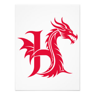Foto Letra H de estilo dragón, alfabeto de dragón, mono