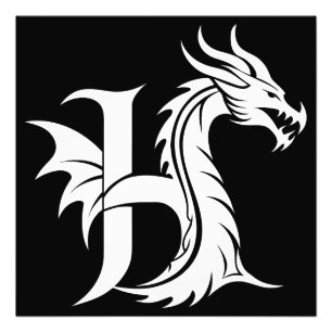 Foto Letra H de estilo dragón, alfabeto de dragón, mono
