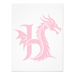 Foto Letra H de estilo dragón, alfabeto de dragón, mono