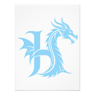 Foto Letra H de estilo dragón, alfabeto de dragón, mono