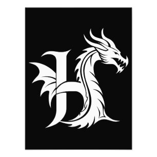 Foto Letra H de estilo dragón, alfabeto de dragón, mono