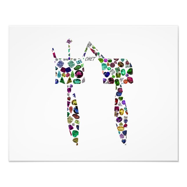 Foto Letra hebrea 'CHET' hecha con diamantes y gemas (Frente)