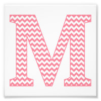 Letra rosa chevron preppy clásica M monograma