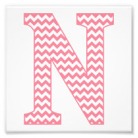 Letra rosa chevron preppy clásica N monograma