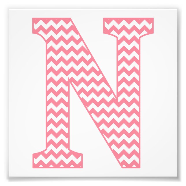 Foto Letra rosa chevron preppy clásica N monograma (Frente)