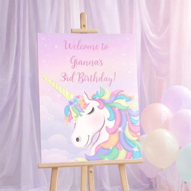 Foto Letrero de bienvenida de unicornio mágico arcoíris (Subido por el creador)