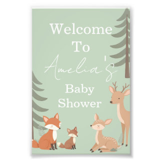 Foto Letrero de Bienvenida para Baby Shower de Animales