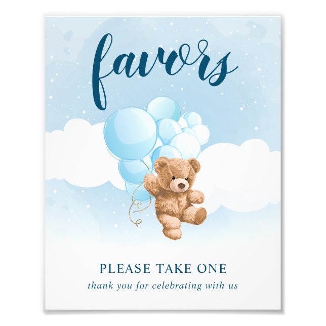 Foto Letrero de Favoritos de Oso de Peluche con Globos  (Frente)