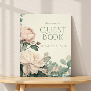 Foto Letrero de Libro de Invitados de Boda con Rosa de