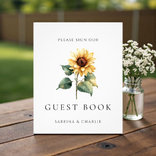 Foto Letrero de Libro de Invitados de Boda de Girasol A