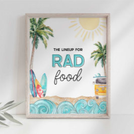 Foto Letrero de mesa de comida para fiesta de surf
