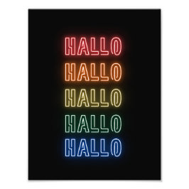 Foto Letrero de neón estilo Hallo con impresión de arco