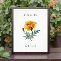 Letrero de tarjetas y regalos de boda floral amari