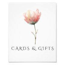 Letrero de tarjetas y regalos elegantes de tulipan