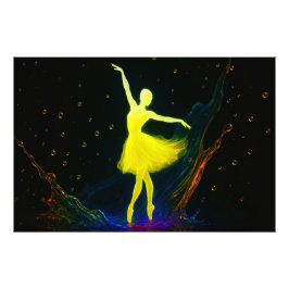 Foto Leuchtende Ballerina in Farbiger Wassersymphonie