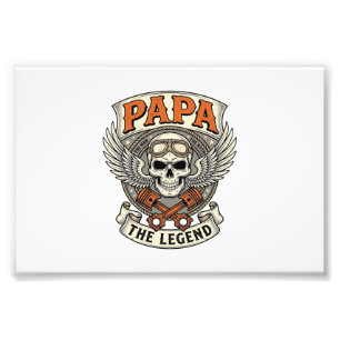 Foto Leyenda de cráneo de motociclista vintage papá