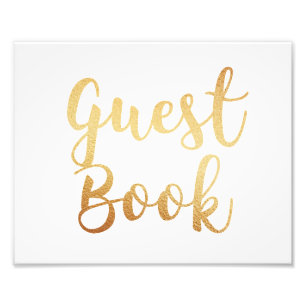 Foto Libro de firmas dorado signo. Póster de boda. Efec