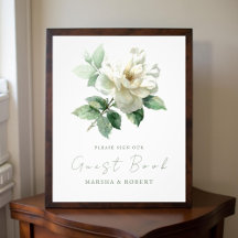 Libro de Firmas para Invitados de Boda con Rosa Bl