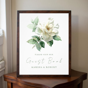 Foto Libro de Firmas para Invitados de Boda con Rosa Bl