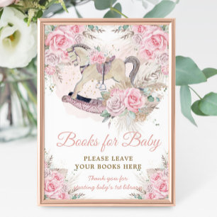 Foto Libros de caballo mecedor floral rosa de la Pampa 