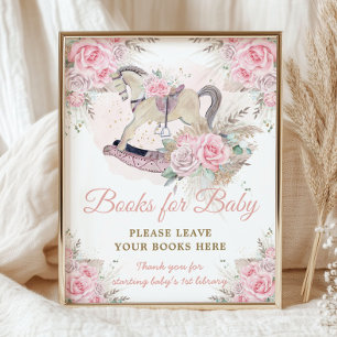 Foto Libros de caballo mecedor floral rosa de la Pampa 