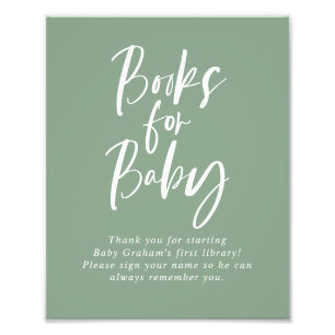 Foto Libros de Caligrafía Verde para Letrero de Baby Sh