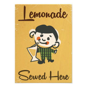 Foto Limonada servida aquí anuncio de bebidas vintage