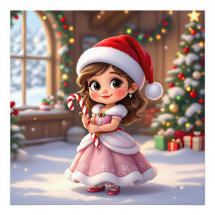 Foto Linda princesita con sombrero de Navidad