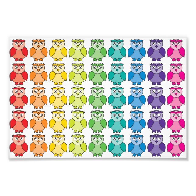 Foto Lindo patrón de búho arcoiris. (Frente)