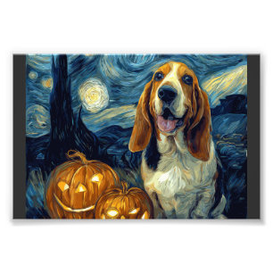 Foto Lindo perro Basset Hound Halloween Jack O Lantern