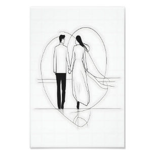 Foto Línea minimalista Arte Pareja romántica sosteniend
