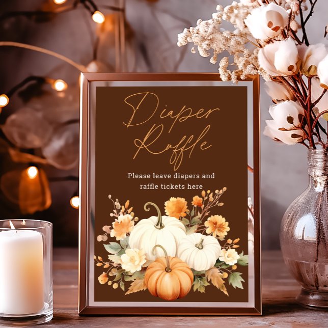 Foto Little Pumpkin Fall Diaper Raffle Baby Shower Sign (Subido por el creador)