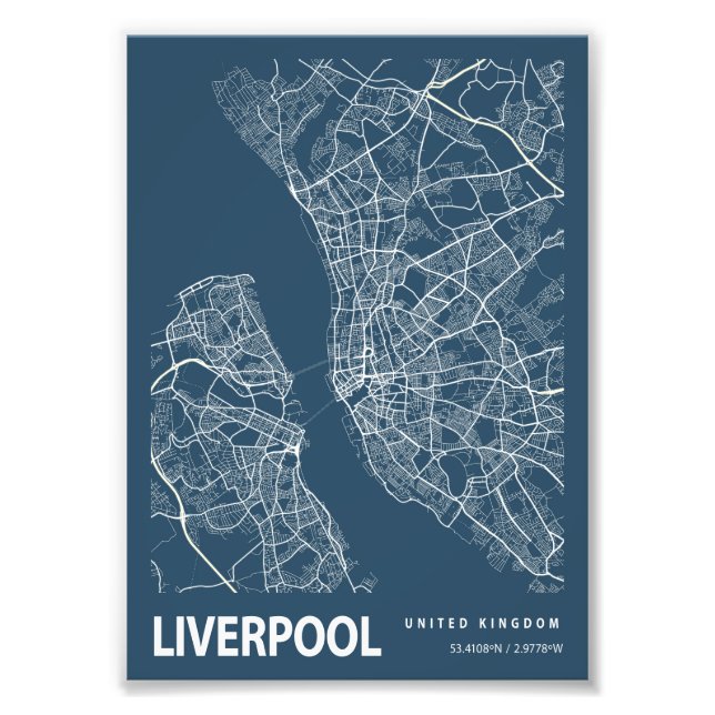 Foto Liverpool - Mapa de la ciudad de Blueprint del Rei (Frente)