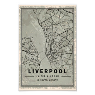 Foto Liverpool united kingdom map print poster canvas