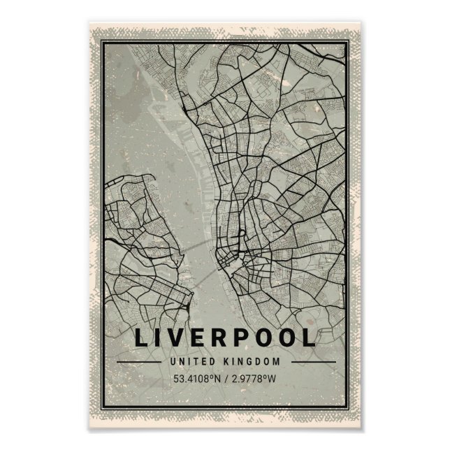 Foto Liverpool united kingdom map print poster canvas (Frente)