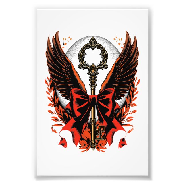 Foto Llave de vaca de terciopelo gótico con alas y luna (Frente)