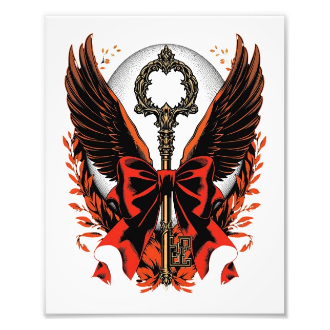 Foto Llave de vaca de terciopelo gótico con alas y luna (Frente)