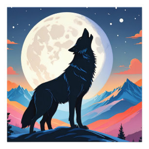 Foto Lobo aullando a la luna