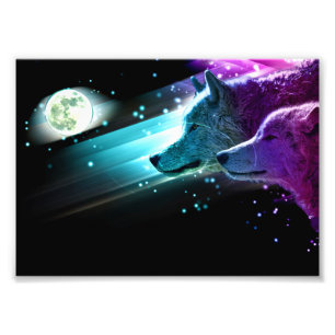 Foto Lobo, luna de los lobos, claro de luna. Animal del