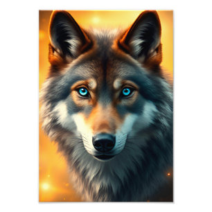 Foto Lobo Majestuoso con Ojos Azules Impactantes
