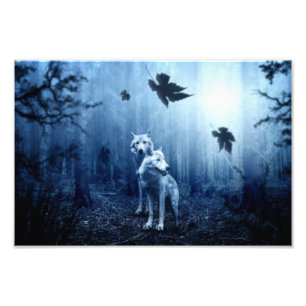 Foto Lobos en el bosque al amanecer