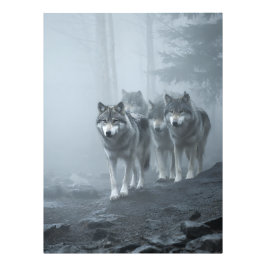 Foto Lobos Grises en Niebla Espesa