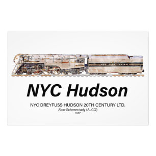 Foto Locomotora de vapor NYC Dreyfuss Hudson. Perfil