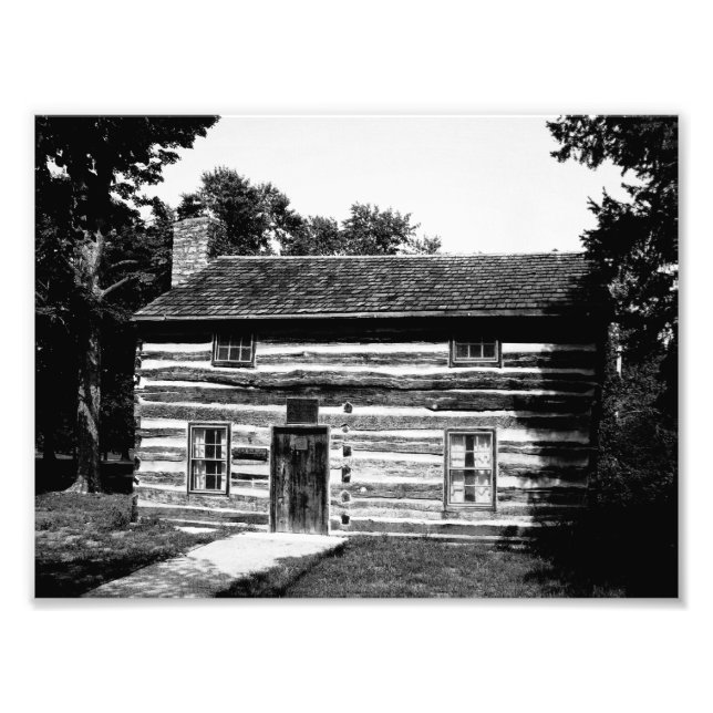 Foto Log Cabin en blanco y negro (Frente)