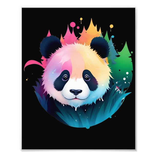 Foto Logo de Panda Bear Portrait Forest Paint Splash (Frente)