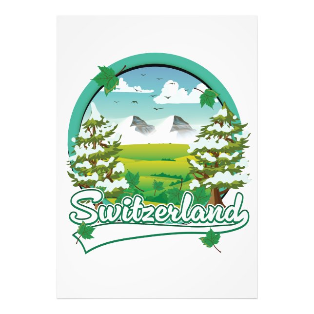 Foto logotipo de viaje retro de Suiza (Frente)