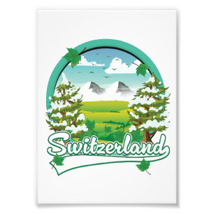 Foto logotipo de viaje retro de Suiza