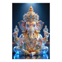 Lord Shree Ganesha Crystal & Diamond Escultura